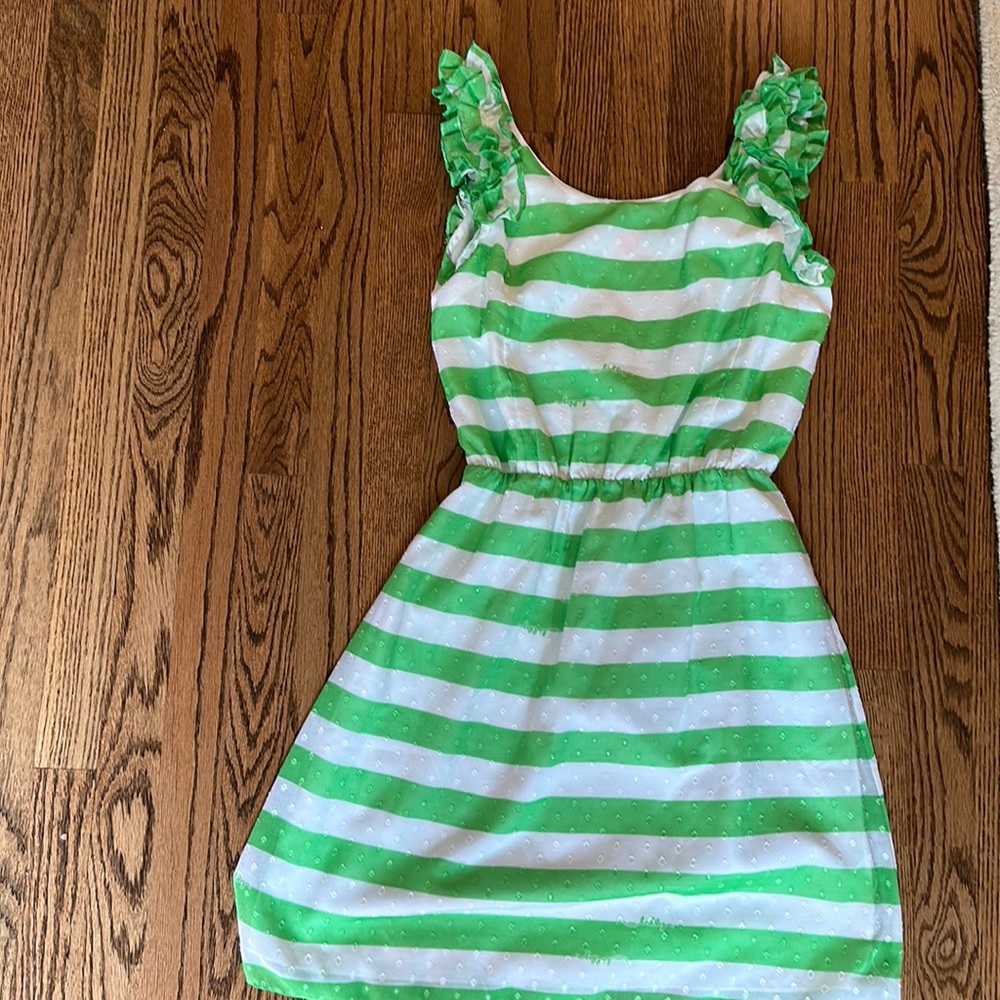 Lilly Pulitzer white and green stripes dress